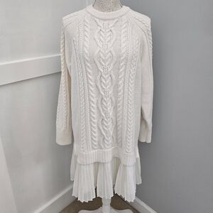 Anthropologie Delphine Cream Knit Sweater Dress